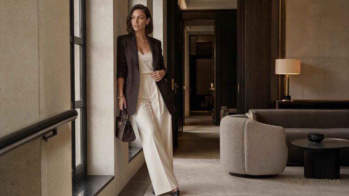 KODA standing in a doorway, tailored look — The Style Edit, homepage
