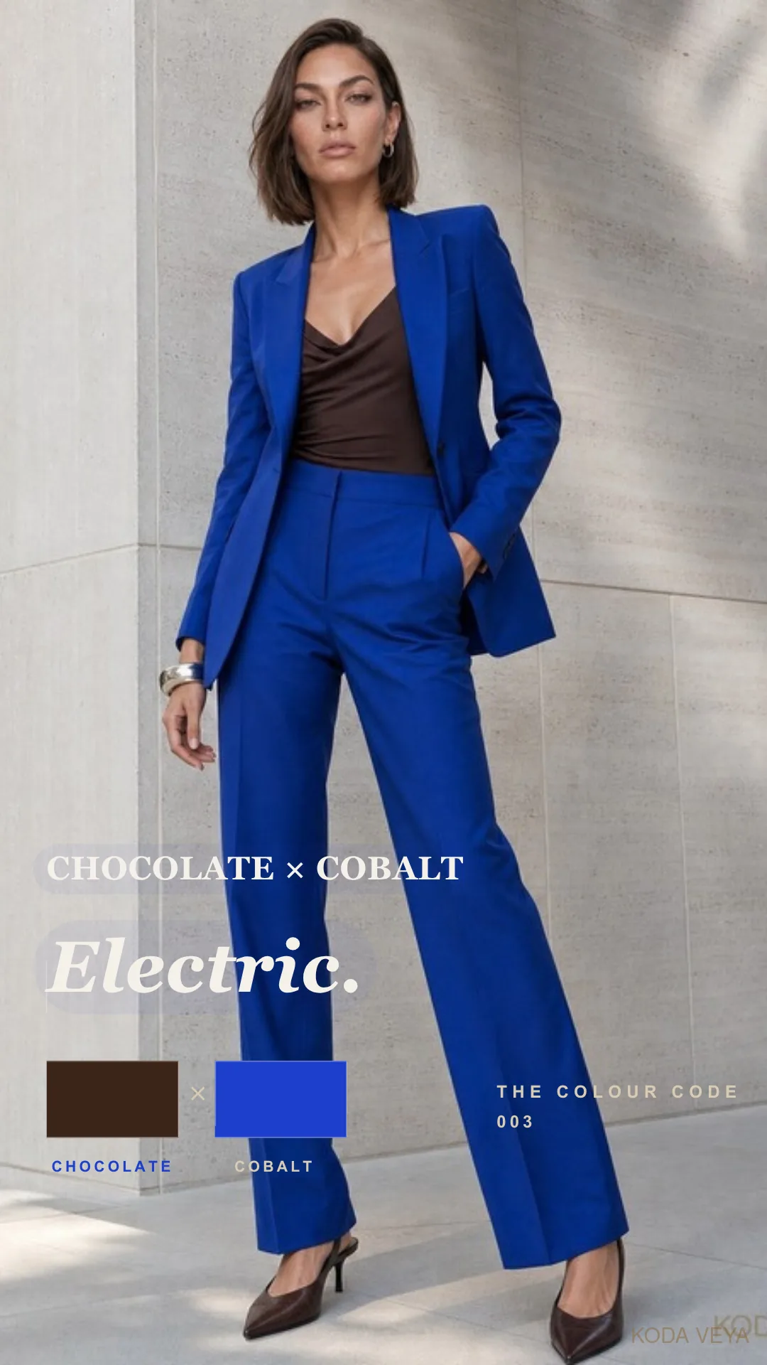 The Colour Code 003 — Chocolate × Cobalt — Electric