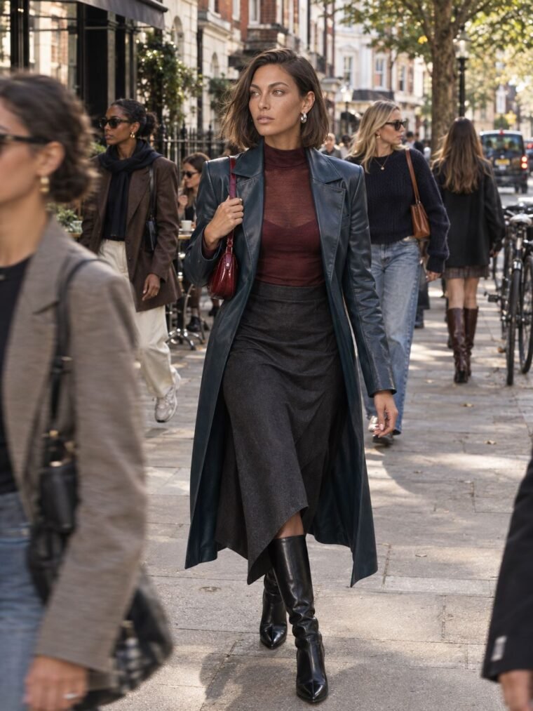 KODA walking a Marylebone street in a tailored coat