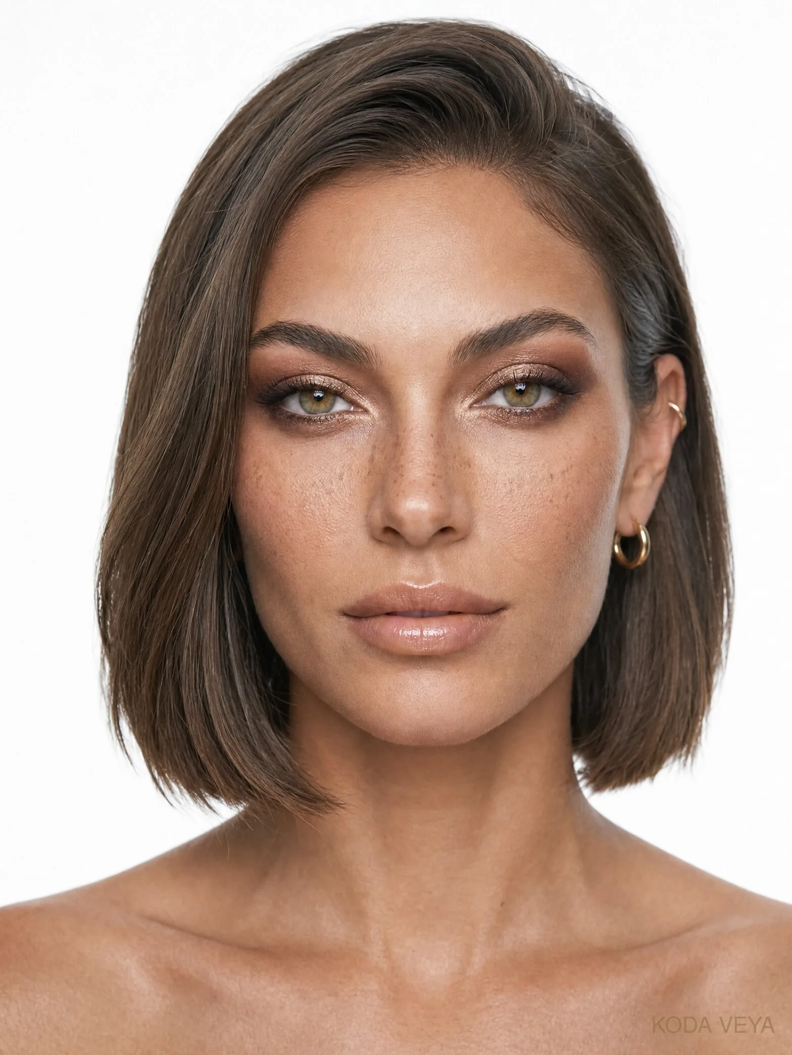 Look 04, Champagne × Chocolate: Koda with a champagne lid and chocolate brown through the crease and outer eye