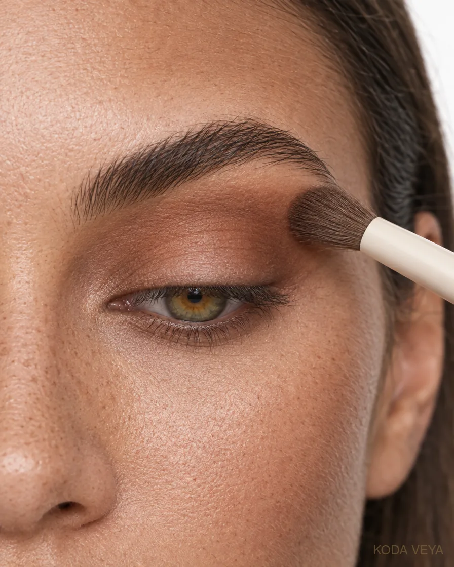 Copper smoky eye step 1: Blend a medium warm brown through the crease first, so the copper has somewhere to fade into