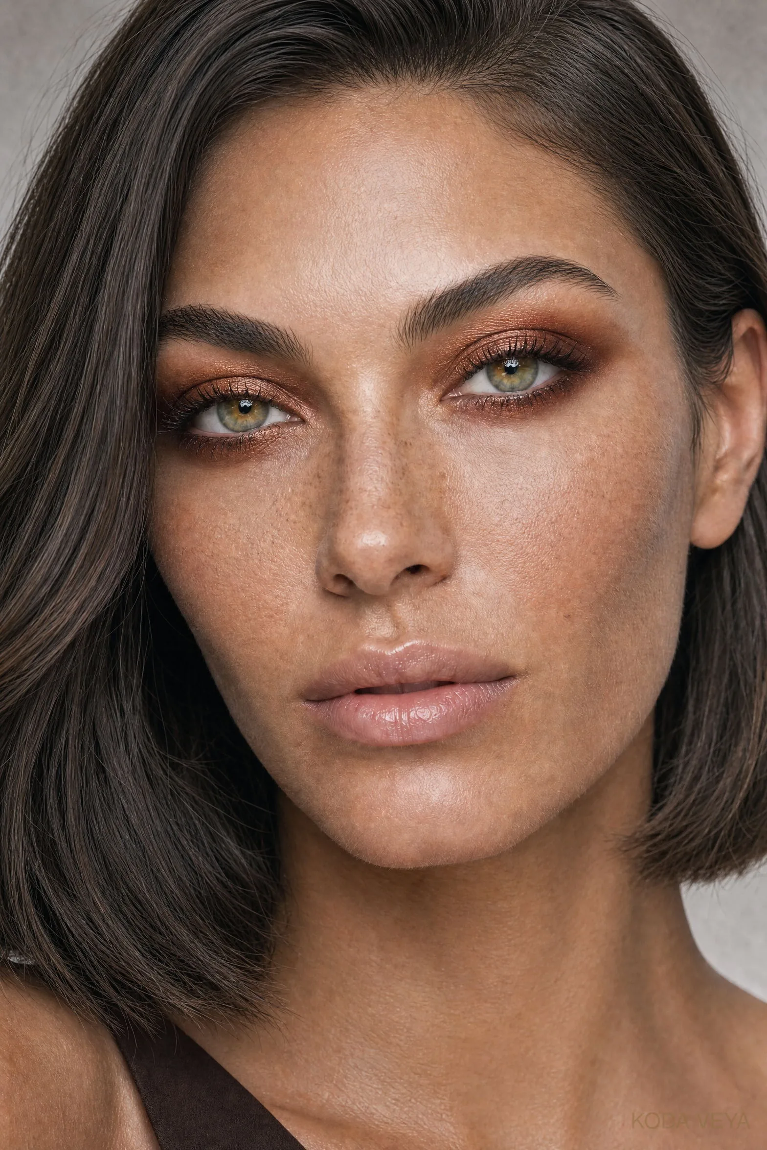 Look 02: bronze and copper eyeshadow on Koda, bringing out the gold in hazel eyes