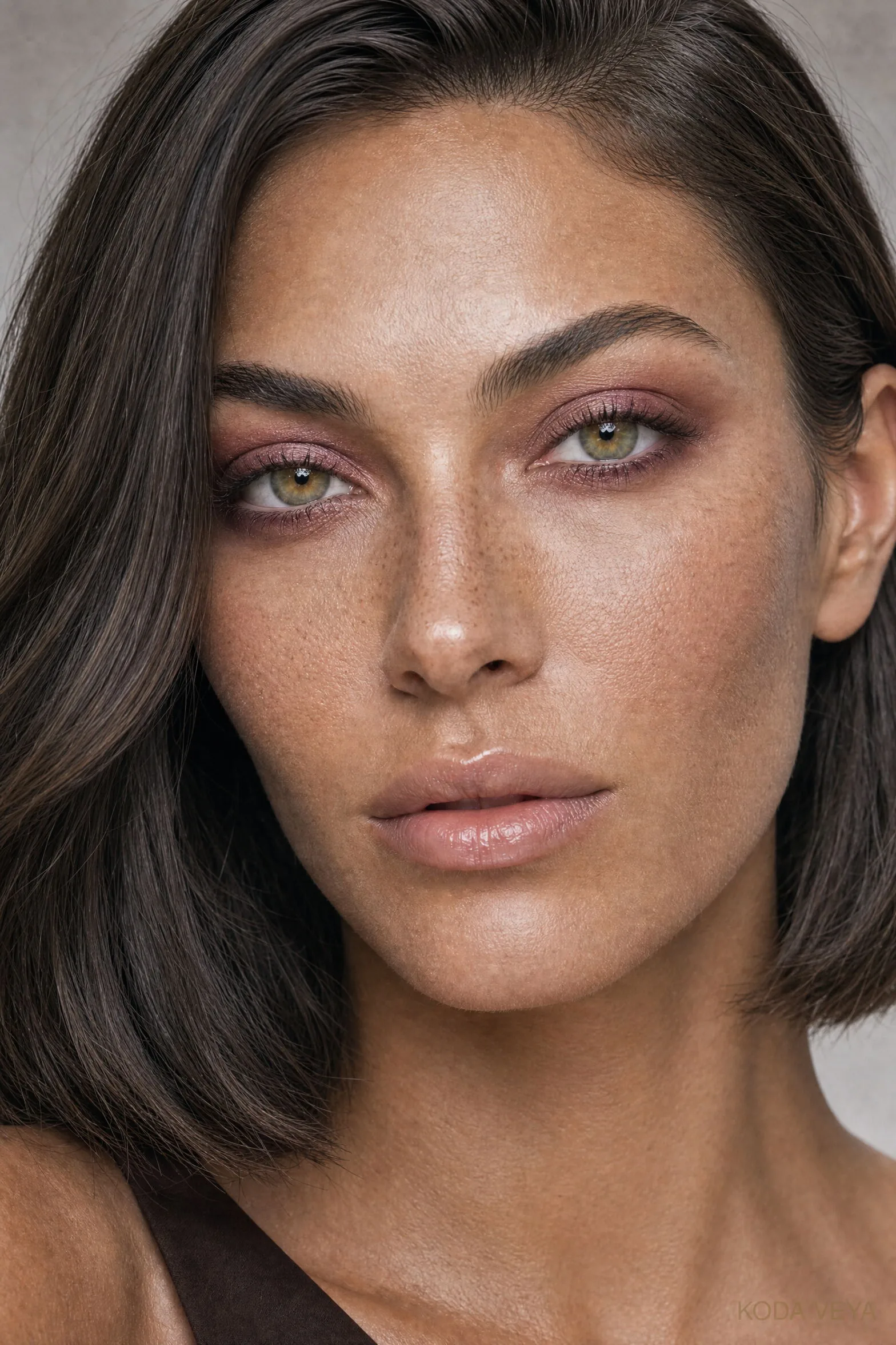 Look 04: a soft rose and taupe everyday eye on Koda, letting hazel eyes look clear and bright