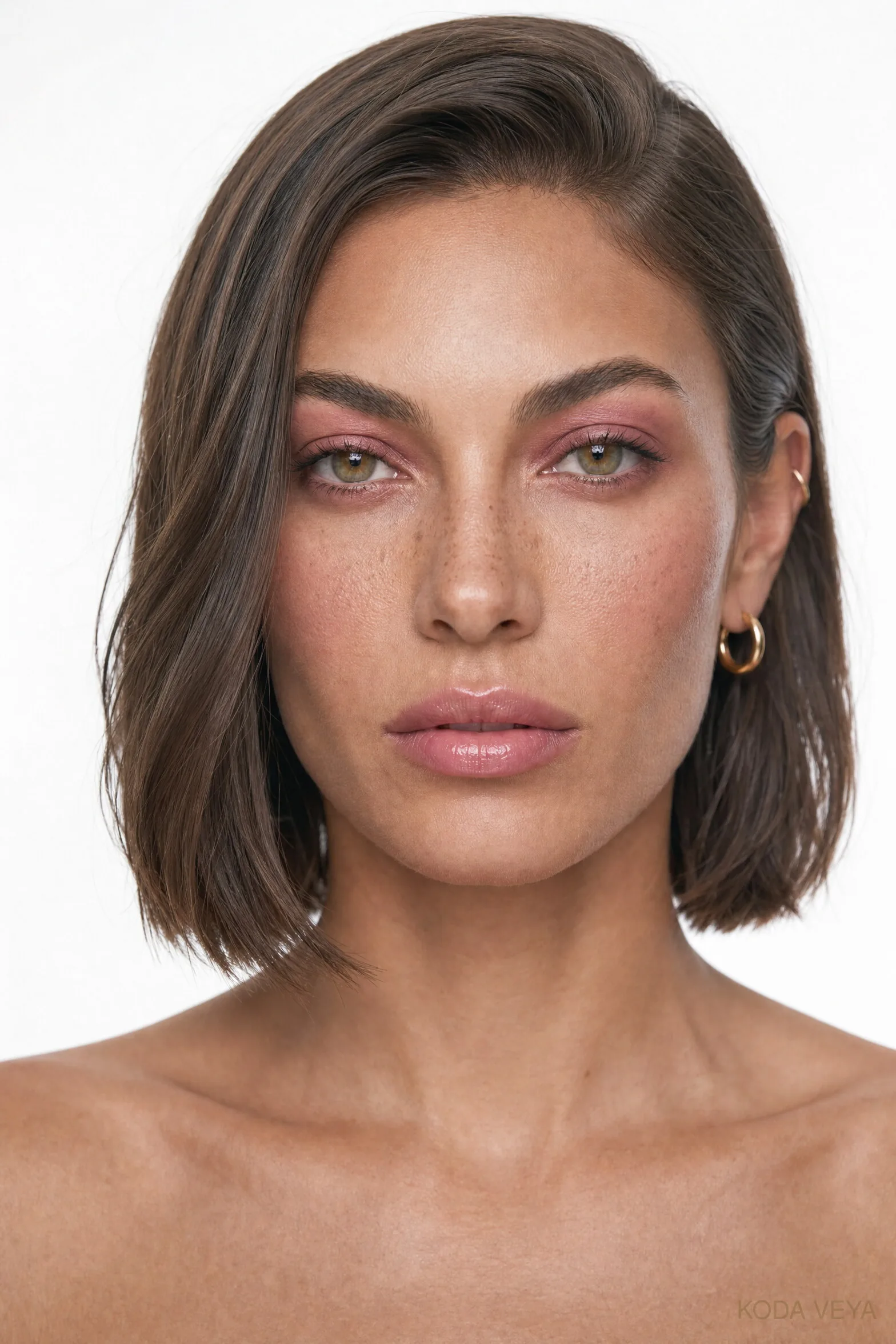 Look 02, Soft Rose: Koda with dusty rose eyeshadow, a rose flush and a muted rose lip